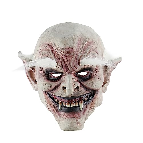 Hohopeti Halloween Cosplay Maske Schreckliche Gruselige Maske Mit Zahnweißen Augenbrauen Erschreckende Geistermaske Für Halloween Und Kostümpartys Unisex Vollkopfmaske von Hohopeti