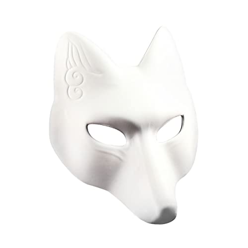 Hohopeti Halloween-fuchsmasken Entzückende Maske Fuchsmasken Leer Weiblicher Fuchs Cosplay-maske Unbemalte Einfache Bastelmasken Tierbastelmasken Wolfsmasken Diy Weiß Pu von Hohopeti