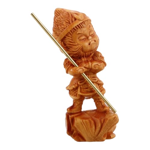 Hohopeti Wukong-Statue Miniatur-affenfigur Einzigartige Holzskulptur Für Zuhause Und Auto von Hohopeti