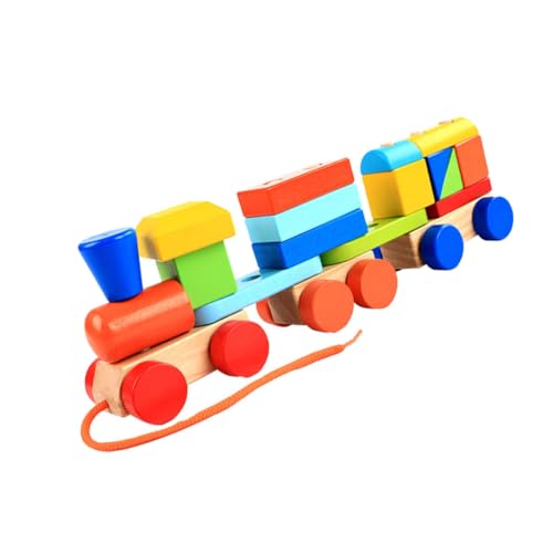 Hohopeti Holzspielzeug Für Kleinkinder 1PC Buntes Lernspielzeug Ziehspielzeug Mit DREI Holzblöcken Fördert Die Lauflernfähigkeiten Und Die Motorischen Fähigkeiten Von Babys Und von Hohopeti