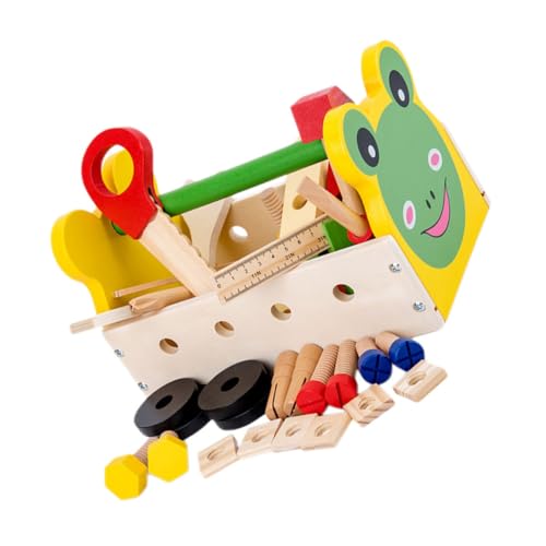 Hohopeti Holzspielzeug Werkzeugkoffer Tragbarer Cartoon Werkzeugkasten aus Massivem Holz Pädagogisches für Jungen und Mädchen zur Motorischer Fähigkeiten und Sozialer Entwicklung Hohopeti Holzspielzeug Werkzeugkoffer Tragbarer Cartoon Werkzeugkasten aus Massivem Holz Pädagogisches für Jungen und Mädchen zur Motorischer Fähigkeiten und Sozialer Entwicklung von Hohopeti