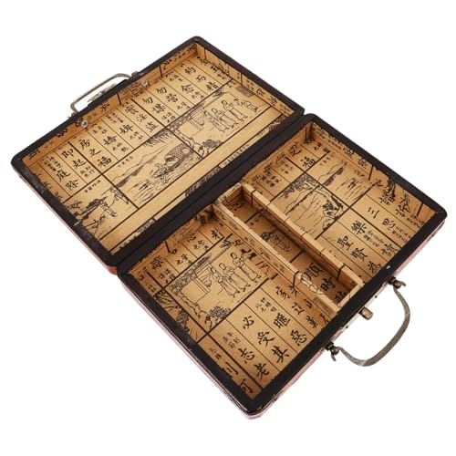 Hohopeti Kasten Mahjong-Box Mahjong-aufbewahrungskoffer Mahjong-Halter Schmuck Organizer Brust Mahjong-fliesenhalter Mahjong-Fliesen-hülle Mahjong-behälter Aus Holz Mahjong-Fall Hölzern Rot von Hohopeti