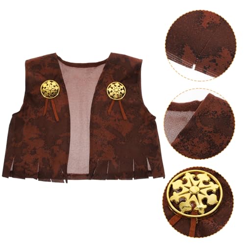 Hohopeti Kinder Western Cowboy Cosplay Weste Offene Vorne Weste Halloween Carnival Party Kostüm von Hohopeti