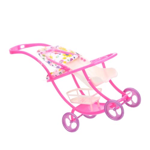 Hohopeti Kinderwagen Spielzeugpuppenwagen Mini-aufbewahrungswagen Puppenwagen-Spielzeug Puppenwagen Puppensachen Simulationspuppenwagen Puppenzubehör Puppenwagen Modell Rosa Stoff von Hohopeti