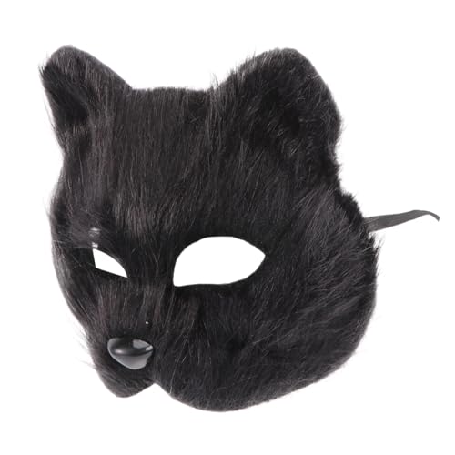 Hohopeti Kostümmaske Halbes Gesicht Tiermaske Schwarz Für Halloween Und Karneval Cosplay Kostümzubehör Ideal Für Maskerade Und Themenpartys von Hohopeti