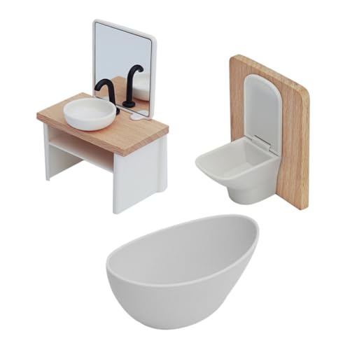 Hohopeti Maßstab Realistische Miniatur Badezimmerausstattung mit Dusche Waschbecken Toilette für Puppenhaus Spiel Rollenspiel Zubehör Hohopeti Maßstab Realistische Miniatur Badezimmerausstattung mit Dusche Waschbecken Toilette für Puppenhaus Spiel Rollenspiel Zubehör von Hohopeti