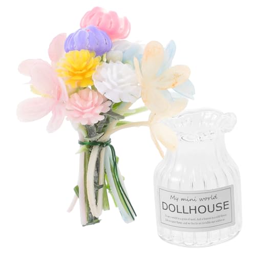 Hohopeti Miniatur Glasvase mit Blumen Detailgetreues Puppenhaus Zubehör Kleines Pflanzendekor für Miniaturhäuser Leichte Miniatur Blumentopf Dekoration für Puppenmöbel Hohopeti Miniatur Glasvase mit Blumen Detailgetreues Puppenhaus Zubehör Kleines Pflanzendekor für Miniaturhäuser Leichte Miniatur Blumentopf Dekoration für Puppenmöbel von Hohopeti