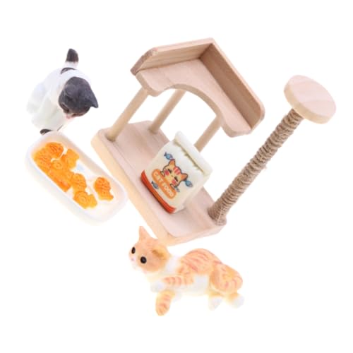 Hohopeti Miniatur Holz Katzenkletterturm Modell Puppenhaus Dekoration Miniatur Möbel Figur Micro Landschaft für Katzenliebhaber Desktop Accessoire Hohopeti Miniatur Holz Katzenkletterturm Modell Puppenhaus Dekoration Miniatur Möbel Figur Micro Landschaft für Katzenliebhaber Desktop Accessoire von Hohopeti