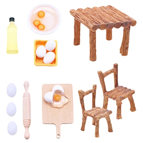 Hohopeti Miniatur Möbelschmuck Set Für Puppenhaus 4 Teiliges Set Aus Mini Stühle Und Tisch Für Kreative Küchendekoration Und Rollenspiele Ideal Für Puppenhaus Zubehör Und von Hohopeti