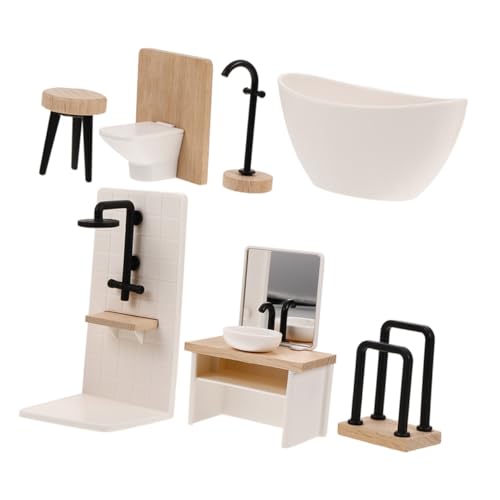 Hohopeti Miniatur puppenhaus Badezimmer Set aus Langlebigem Kunststoff und Holz Realistische Miniaturmöbel für Puppenhaus Dekoration Stabiles Design Geschenk für Sammler Hohopeti Miniatur puppenhaus Badezimmer Set aus Langlebigem Kunststoff und Holz Realistische Miniaturmöbel für Puppenhaus Dekoration Stabiles Design Geschenk für Sammler von Hohopeti