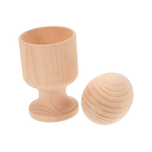 Hohopeti 1 Set Montessori Holzspielzeug Für Babys Eierbecher Mit Runden Holzklötzen Zur Frühkindlichen Hand Augen Koordination Ideales Lernspielzeug Für Kleinkinder von Hohopeti