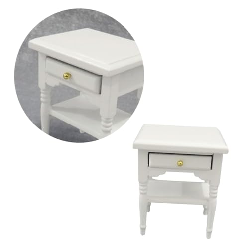 Hohopeti Puppenhaus Möbel Weißes Nachttisch Modell Holzspielzeug für Kreatives Schlafzimmer Dekoration Miniatur Spielmöbel für Jungen und Mädchen Hohopeti Puppenhaus Möbel Weißes Nachttisch Modell Holzspielzeug für Kreatives Schlafzimmer Dekoration Miniatur Spielmöbel für Jungen und Mädchen von Hohopeti
