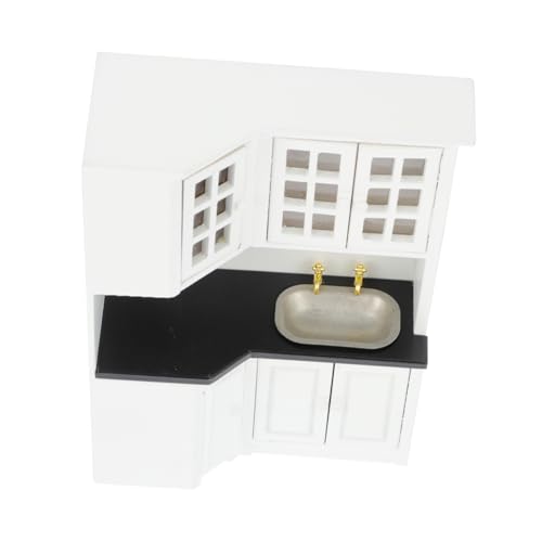 Hohopeti Puppenhaus Schrank Mini Schrank Modell Mini Schreibtisch Ornament Mini Schrank Verzierung Mini Waschbecken Schrank Figuren Mini Zubehör Mini Waschbecken Schrank von Hohopeti