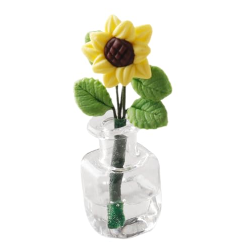 Hohopeti Puppenhaus Topfpflanze Micro Plants Miniatures puppenhauszubehör Mini-Sachen Miniatur-Blumenflaschen-Requisiten Vase Links Miniatur-Dekorationen Blumenflaschenmodell Glas von Hohopeti