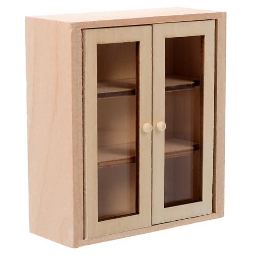 Hohopeti Puppenhausmöbel kleine Garderobe Schrank klein Puppenhaus Dekoration zubehör für puppenhaus Kleine Schrank dollhaus Mini-Holzmöbel schmücken Mini- -Bücherregal aus Holz hölzern von Hohopeti