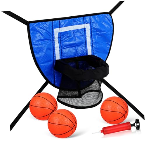Hohopeti Trampolin Basketballkorb Basketballständer mit Pumpe und Bällen Kompakt Platzsparend Zubehör für Freizeit Einfach zu Montieren Indoor Outdoor Hohopeti Trampolin Basketballkorb Basketballständer mit Pumpe und Bällen Kompakt Platzsparend Zubehör für Freizeit Einfach zu Montieren Indoor Outdoor von Hohopeti