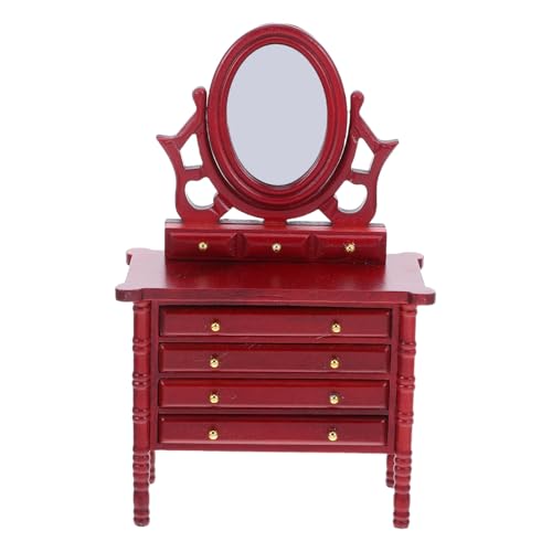 Hohopeti Vintage Holz Kommode mit Spiegel und Stabiles Puppenhaus Schlafzimmer Möbel Zubehör für Mädchen Elegantes Design für Miniaturzimmer Hohopeti Vintage Holz Kommode mit Spiegel und Stabiles Puppenhaus Schlafzimmer Möbel Zubehör für Mädchen Elegantes Design für Miniaturzimmer von Hohopeti