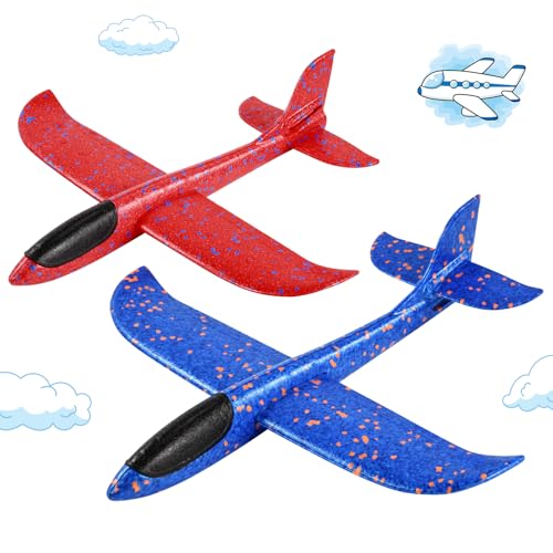 Hoiloie XXL 2 Stücke 44cm Styroporflieger Kinder,Flieger Styropor Flugzeug Styropor Kinder,Wurfgleiter Flieger mit 2 Flug Modi,Flugzeug Spielzeug für Kinder Jungen Mädchen ab 3 4 5 6 7 8 9 10 Jahre von Hoiloie