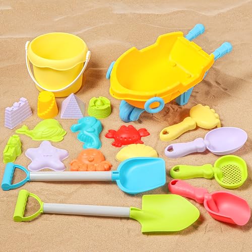 Hojalis 19Pcs Strand Sandspielzeug Set, Sandkasten Spielzeug, Sandspielzeug Set, Strandspielzeug, Sandspielzeug, Sandeimer für Kinder, Sandspielzeug Schaufel, Sandformen,Sand Spielzeug Ab 2 3 4 5 Jahr von Hojalis