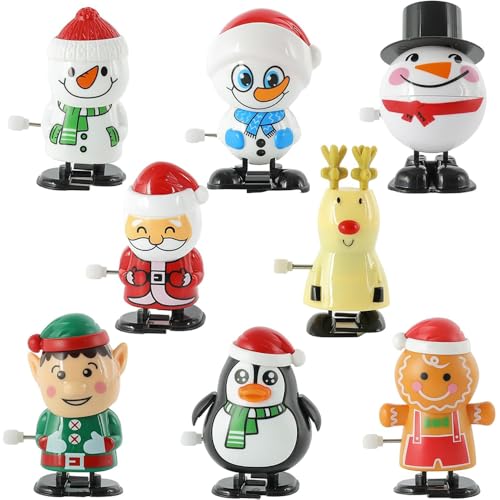 Hojalis Weihnachten Aufziehspielzeug, 8 Stück Aufziehfigur Weihnachten, Aufziehfiguren Für Kinder, Rentier Schneemann Weihnachtsmann Aufziehspielzeug, für Weihnachtsstrümpfe und Geschenktütenfüller von Hojalis