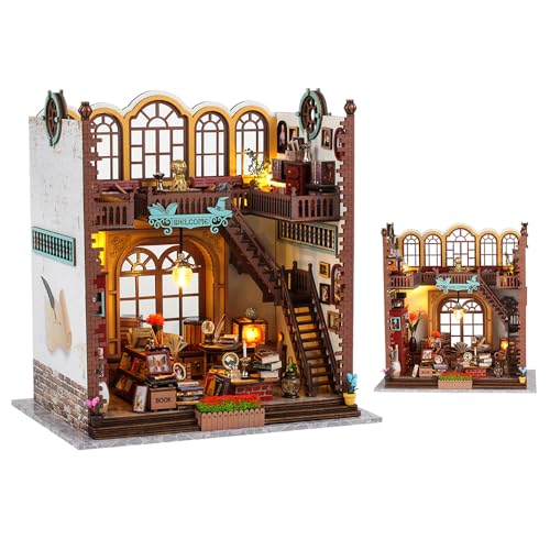 Hojalis Book Nook Kit, Puppenhäuser Holz Miniatur Haus Kit, DIY Puppenhaus, 3D Holzpuzzle DIY Book Nook, DIY Miniature House mit Möbeln, Magic Holz Book Nook, Teen Erwachsene Geburtstag Home Decor von Hojalis