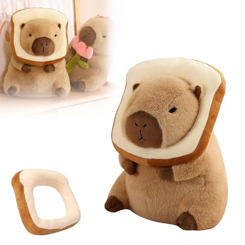 Hojalis Capybara Plüschtier, 30cm Niedliche Capybara Kuscheltier, Capybara-Plüschtier Weiches Plüsch-Wohndekor, Capybara Kuscheltier mit Brotspielzeug, für Auto, Sofa, Kinderzimmer, Schlafzimmer von Hojalis