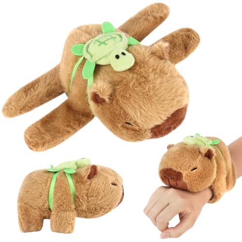 Hojalis Capybara Schnapparmband Kinder, Capybara Slap Armband, Tragendes Schildkröten, Capybara Plüsch Slap Bands Spielzeug, Capybara Kuscheltier Schnapparmband Geschenke für Kinder (18 cm) von Hojalis