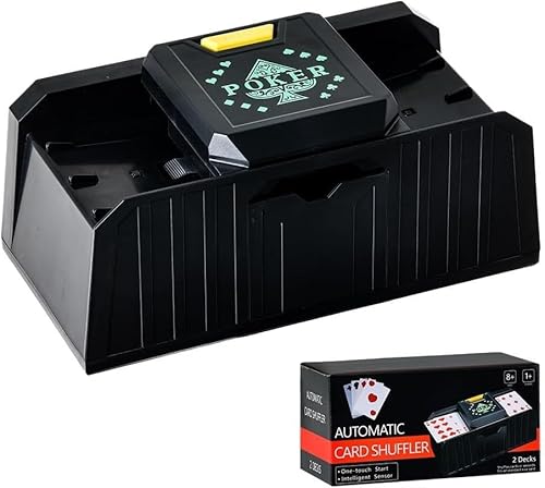 Hojalis Kartenmischmaschine, Kartenmischer Elektrisch 2 Deck, Card Shuffler Machine, Automatische Kartenmischmaschine, für Spielkarten bis 91 mm, Heim Karten Spiel, Reisen, Blackjack, Baccarat von Hojalis