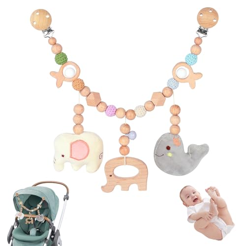 Hojalis Kinderwagenkette Holz Baby, Home Kinderwagenkette, Kinderwagen Kette für Babys, Kinderwagenkette aus Holz, Spielzeug Aufhängen an Babyschale Kinderbett für Babys und Kleinkinder ab 0+ Monaten von Hojalis