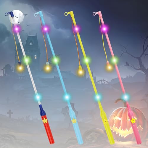 Hojalis Laternenstab mit LED, 4Pcs Laternenstab Kinder, 50cm LED Elektronischer Laternenstab, Laternenstab Kinder LED, LED Laternenstab Elektrisch, für St Martin, Halloween, Kostümpartys, Weihnachten von Hojalis