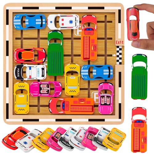 Hojalis Rush Hour Spiel, Auto Spielzeug Stauspiel Logikspiel mit 120 Levels, Denken Logik Puzzle Spiele, Brettspiele Kinderspielzeug, Logic Brain Car Heavy Traffic-Spiel, für Jungen Mädchen von Hojalis