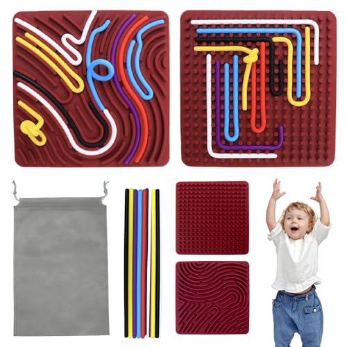 Hojalis Sensory Activity Board, Doppelseitiges Aktivitätsbrett, Silent Sensory Board Mith Tragbarer Reisetasche und 11 Schnüren, Sensory Fidget Board, Zum Ängste Stressabbauen, ADHD und Autismus von Hojalis