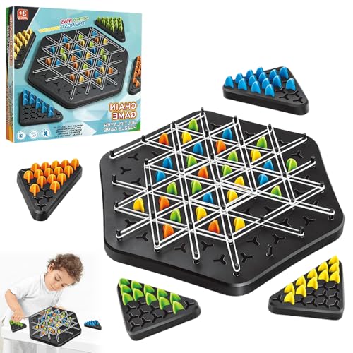 Hojalis Triggle Spiel, Triggle Spiel Gummibänder, Ketten Dreieck Spiel, Dreiecksschach Brettspiel, Lustiges Triggles-Spiel, Denksport-Strategie-Puzzlespielzeug, Familienspiel Zur Gebietseroberung von Hojalis