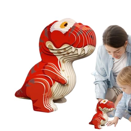 Holdes 3D-Dinosaurier-Puzzle,Dinosaurier-Puzzle | 3D-Dinosaurier-Papierpuzzlespielzeug,Dinosaurier-Bausteine, 3D-Tierpuzzle für das Lernen im Vorschulalter, frühpädagogisches Training der von Holdes