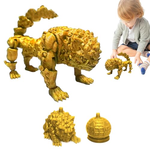 Holdes 3D-gedruckte Löwe-Figur, 3D-Gedruckter Löwe-Fidget | Flexible Gelenke Löwe Ball Zappelspielzeug - 3D-gedruckte bewegliche Schreibtischbegleiter-Figur, Heimdekor-Ornament für Osterkörbchen von Holdes