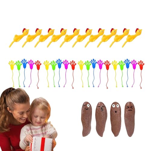 Holdes Chicken Finger Slingshot, Slingshot Poop Toy | KOT-Finger-Spielzeug-Set,Mit 20 neuartigen Hühnerfingerspielzeugen mit glitzernden Palmen, fliegendes Kotspiel für Streich-Requisiten von Holdes