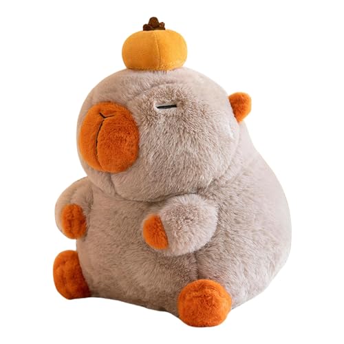 Holdes Gefüllte Capybara, Capybara Plüsch, Weiche Tierpuppe Persimmon auf Capybara-Kopf, Weiche Capybara-Plüschtiere für Mädchen und, süße, gemütliche Kissen-Plüschtiere von Holdes