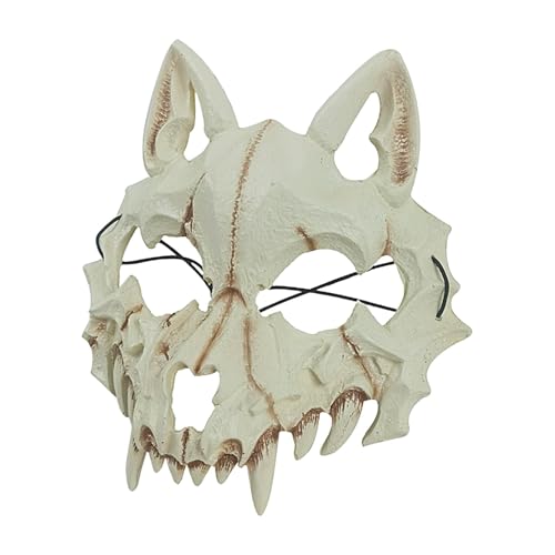 Holdes Horror-Halloween-Kopfbedeckung,Halloween-Skelett-Maske | Wolfsskelett-Kopfbedeckung für Halloween | Dekorations-Requisiten in Tierschädelform für Cosplay, Festivals, Spukhäuser und Aufführungen von Holdes