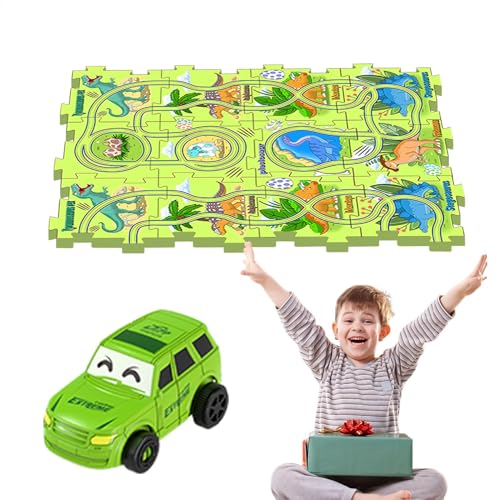 Holdes Kinder-Autobahn-Set, Auto-Puzzlebahn | Puzzle Rail Car Toys Lernspiele,Bauspielzeug, Lernspielzeug, Dinosaurier-Puzzlebahn, Kleinkind-Puzzlebrett, Auto-Spielset für Kinder ab 3 Jahren von Holdes