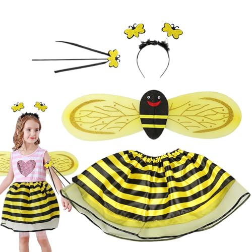 Holdes Mädchen Bienenrock, schicke Kleidung mit Flügelstirnbandstab, Halloween -Accessoires, Cartoon -Kostüm -Set für Kinder Mädchen von Holdes