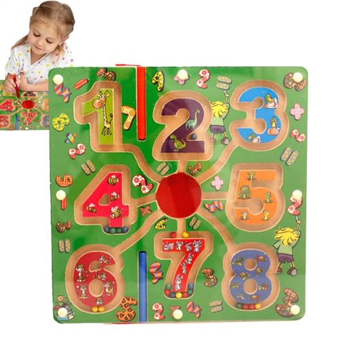 Holdes Magnetisches Labyrinth-Spielzeug für Kinder, magnetisches Farb- und Zahlenlabyrinth,Zählen Matching Puzzle Game Board Magnet Maze - Reisespielzeug, kreative Form, pädagogisches Lernspielzeug von Holdes