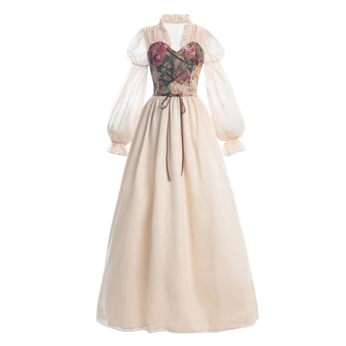 Holdes Renaissance- für Damen, viktorianisches mit Puffärmeln, Hexenkleid, U-förmiger Ausschnitt, Renaissance-Kostüm für Damen, Aprikose Holdes Renaissance- für Damen, viktorianisches mit Puffärmeln, Hexenkleid, U-förmiger Ausschnitt, Renaissance-Kostüm für Damen, Aprikose von Holdes