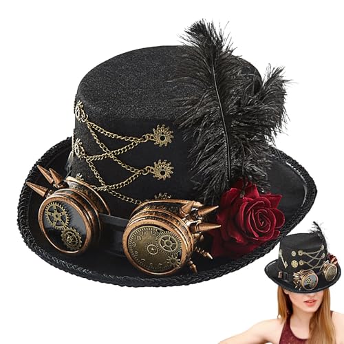 Holdes Steampunk Hut, Halloween-Zylinder mit Vintage-Brille, Höhenverstellbare Kopfbedeckung für Kostüme, Renaissancefeste, Zirkus & Cosplay für Jugendliche und Erwachsene Holdes Steampunk Hut, Halloween-Zylinder mit Vintage-Brille, Höhenverstellbare Kopfbedeckung für Kostüme, Renaissancefeste, Zirkus & Cosplay für Jugendliche und Erwachsene von Holdes
