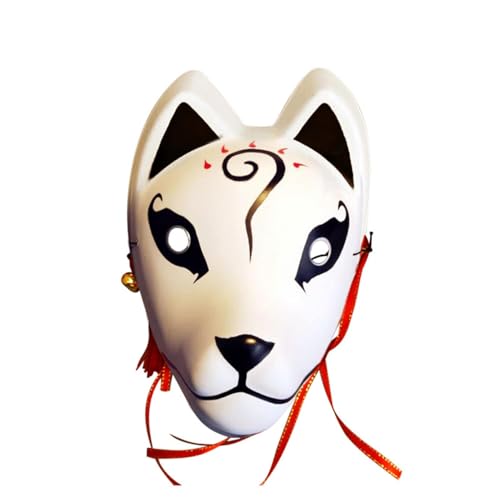 Japanische Kitsune Maske, Vollständige Kitsune Gesichtsabdeckung, Halloween Spezialrequisiten, Fuchs Japanische Kitsune Maske Fuchs Maske Japan Tier Cosplay Maske von Holdes