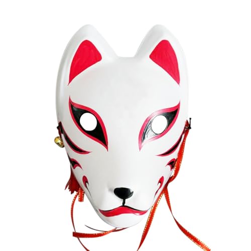 Japanische Kitsune Maske, Vollständige Kitsune Gesichtsabdeckung, Halloween Spezialrequisiten, Fuchs Japanische Kitsune Maske Fuchs Maske Japan Tier Cosplay Maske von Holdes