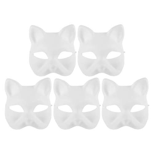 5 Stück Katzenmaske -Masken Weißes Papier Fuchsmasken Leere -Masken Unbemalt Wolf Tier Halbe Diy-Maskerademaske 5 Stück Katzenmaske -Masken Weißes Papier Fuchsmasken Leere -Masken Unbemalt Wolf Tier Halbe Diy-Maskerademaske von Holibanna