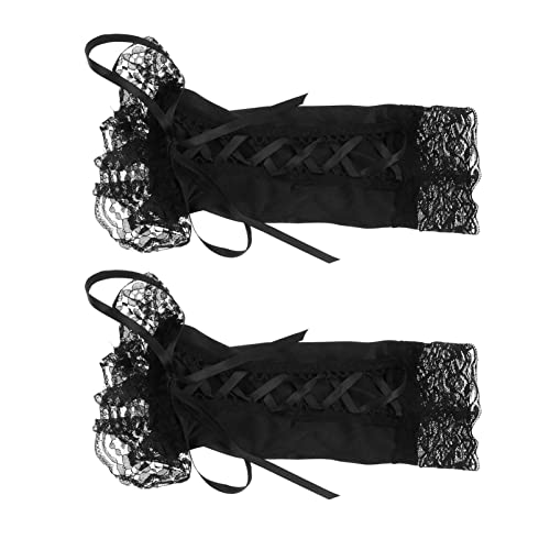 Holibanna 1 Paar Spitzenhandschuhe süße Accessoires grüne Burlesque-Outfits für Frauen fotozubehör fotografie zubehör Ärmelüberzug aus Spitze für Mädchen Bindeband-Ärmelabdeckung Black von Holibanna