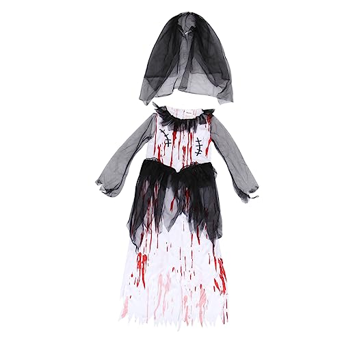 Holibanna 1 Satz 2 Stück Polyester Mädchenkleid Leistungskleidung Halloween Partygeschenke Weißes Halloween Blutkleid von Holibanna