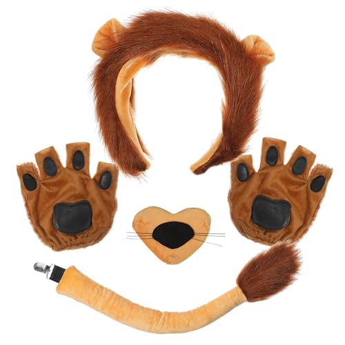 Holibanna 1 Satz Bekleidungszubehör-Set Tier-Kostümset Löwen-Cosplay-Kostüm Löwen-Kostümset Tierohren Kopfband Halloween Verkleidung Zubehör Cosplay-Stirnbänder Löwen-Cosplay-Stirnband Garn von Holibanna