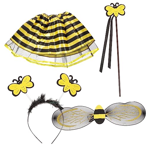 Holibanna 1 Satz Bienen-cosplay-flügel Bienenanzug Aufkleber Bienenkostüm Bienendekor Feenflügel Leistungsbienenflügel Cosplay Party Bienenflügel Bienen-stirnband Siebdruck von Holibanna